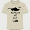 Kratka majica "Keep calm we have tanks" bež, otroška