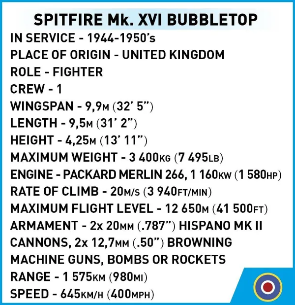 COBI-5865 Spitfire Mk. XVI Bubbletop - slika 6